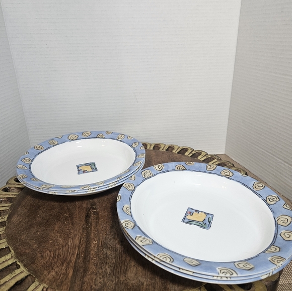 SET OF 6 - CORNING CORELLE - WATERCOLORS - 8 1/2" RIMMED 15 OZ SOUP PASTA BOWLS - Picture 11 of 16